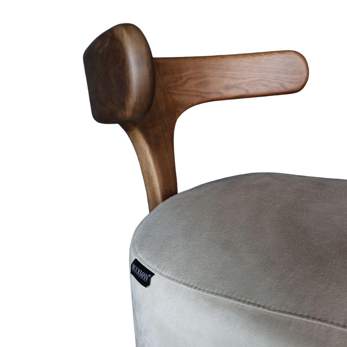 Silla Almodovar Tela Velvet Beige Madera Fresno Walnut 55x51x63 cm-6