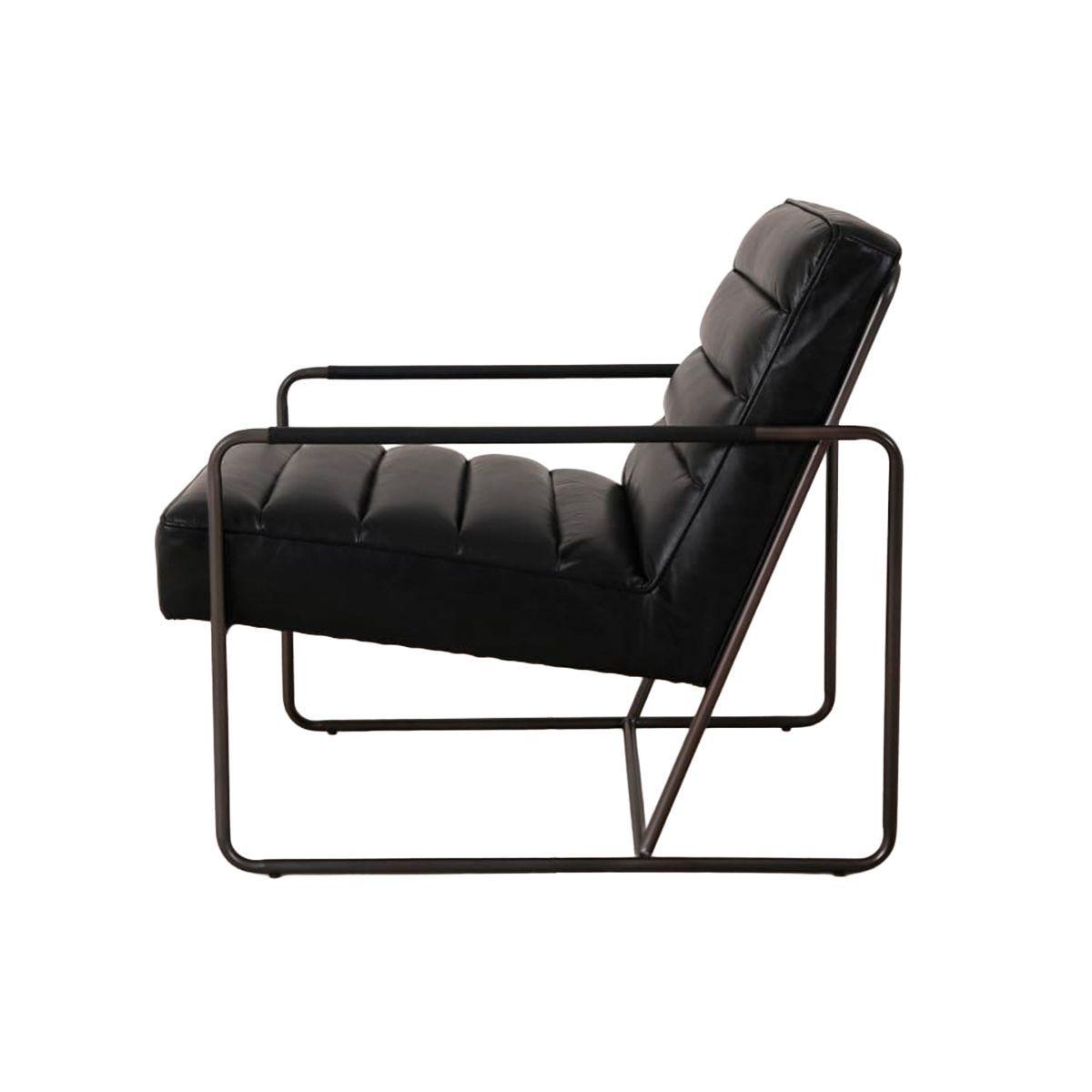 Poltrona Domno – Cuero Negro y Estructura Metálica Aged iron 66 × 83 × 71 cm-3
