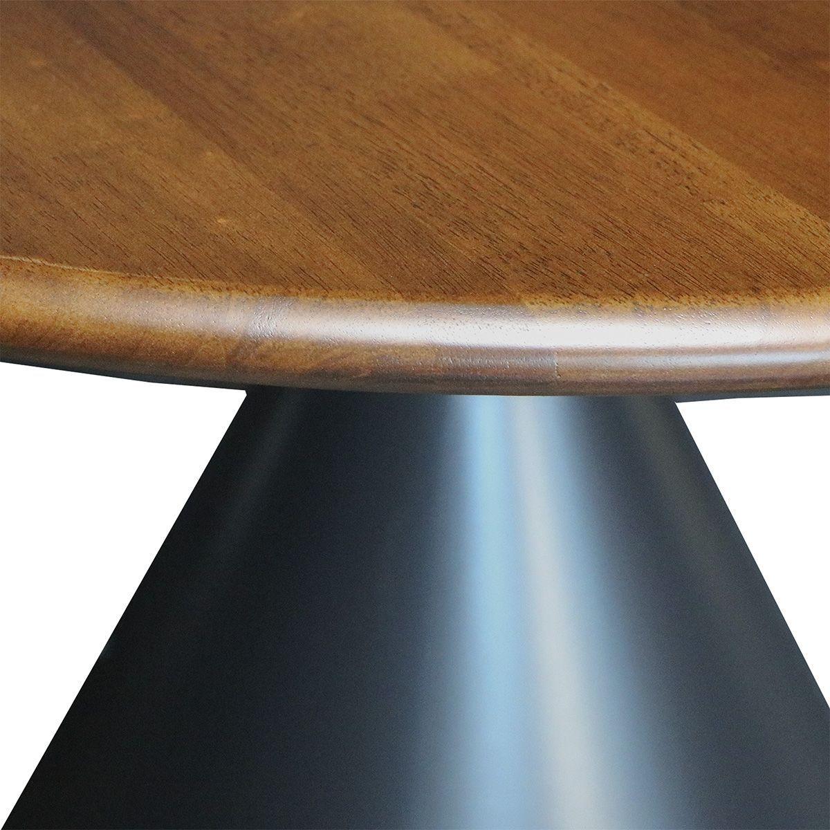 Mesa Comedor Adeline Redonda 120 cm Madera de Caucho Walnut y Base Negra-2