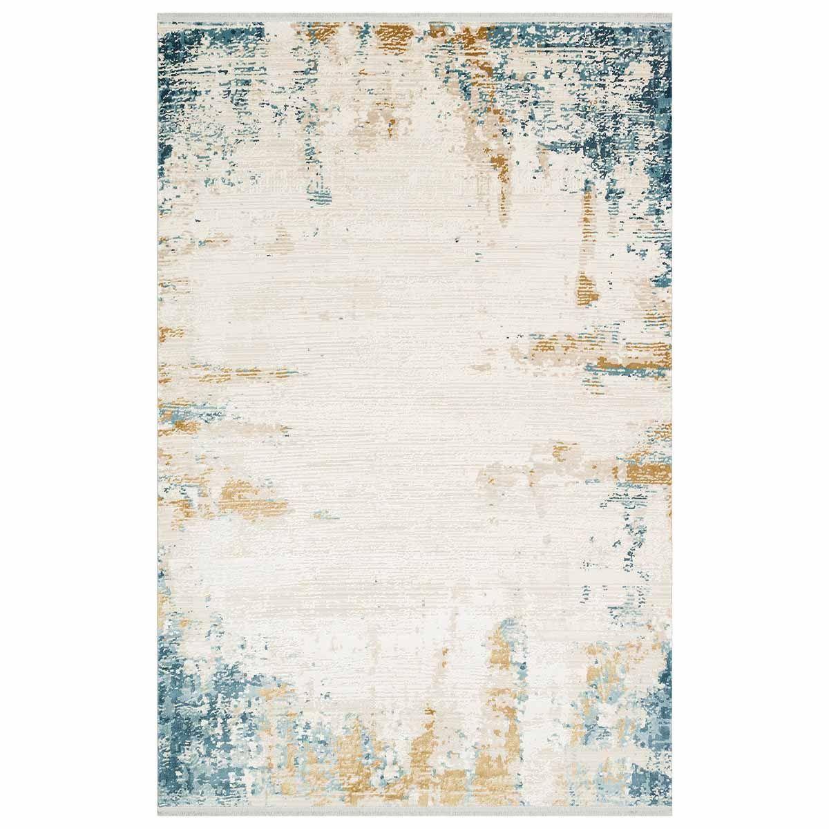 Alfombra Turca Perre015 Rectangular Poliéster Crema y Azul 160 x 230 cm-0