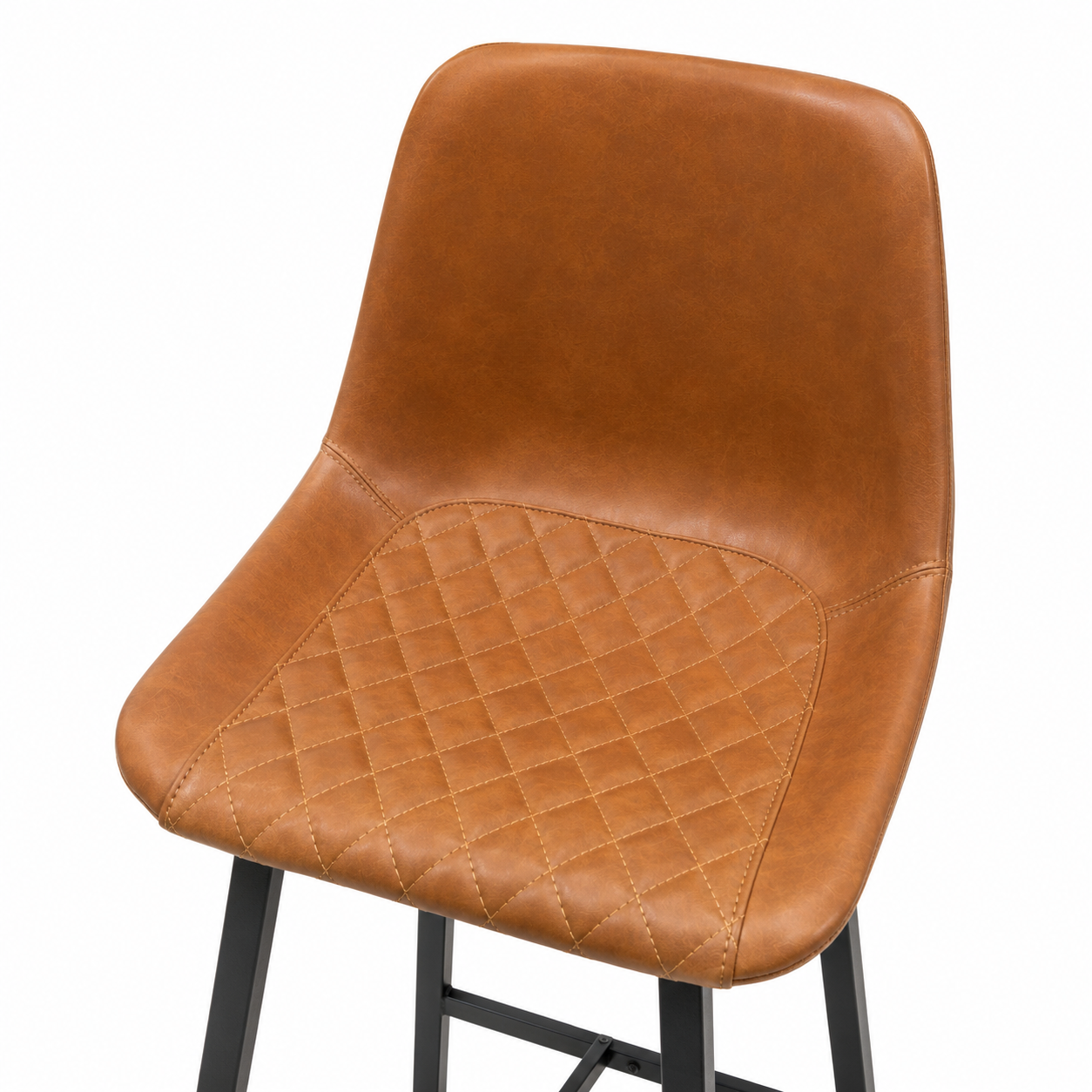 Silla Alta de Bar Bazul Industrial Eco Cuero Caramelo Base Metalica Negra 75 cm-2