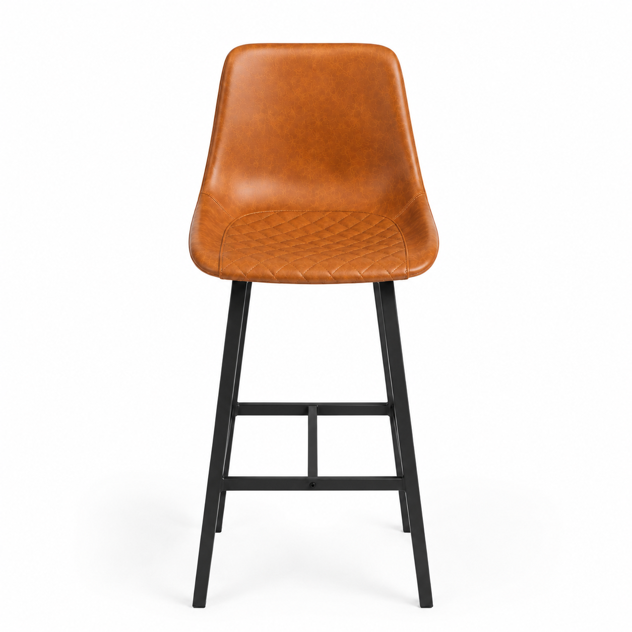 Silla Alta de Bar Bazul Industrial Eco Cuero Caramelo Base Metalica Negra 75 cm-3