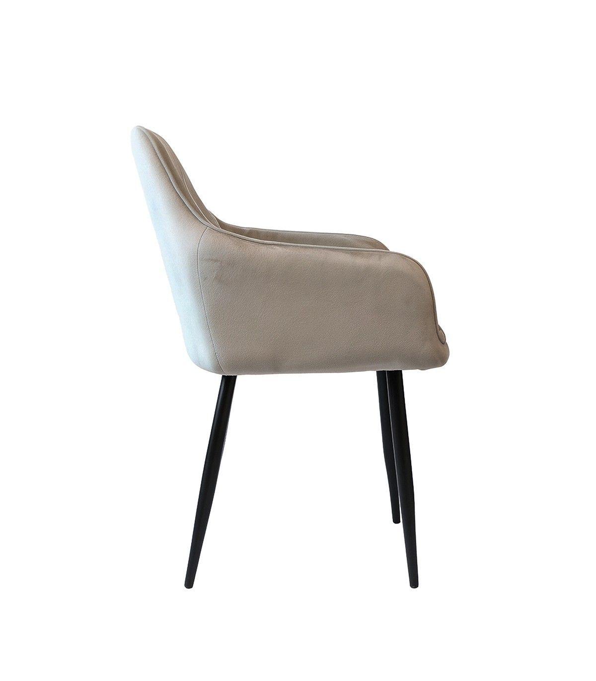 Poltrona Caroline Velvet Gris con Estructura de Madera y Base de Fierro 57x56x875 cm-2