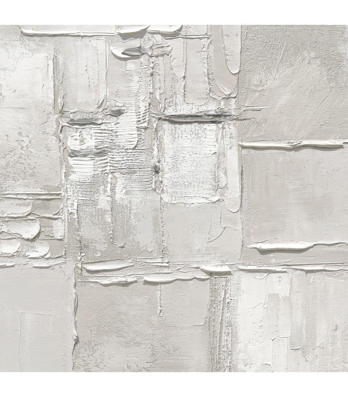 Cuadro Decorativo La Cuadra Canvas Pintado a Mano Blanco con Marco Caramelo 100x100 cm -3