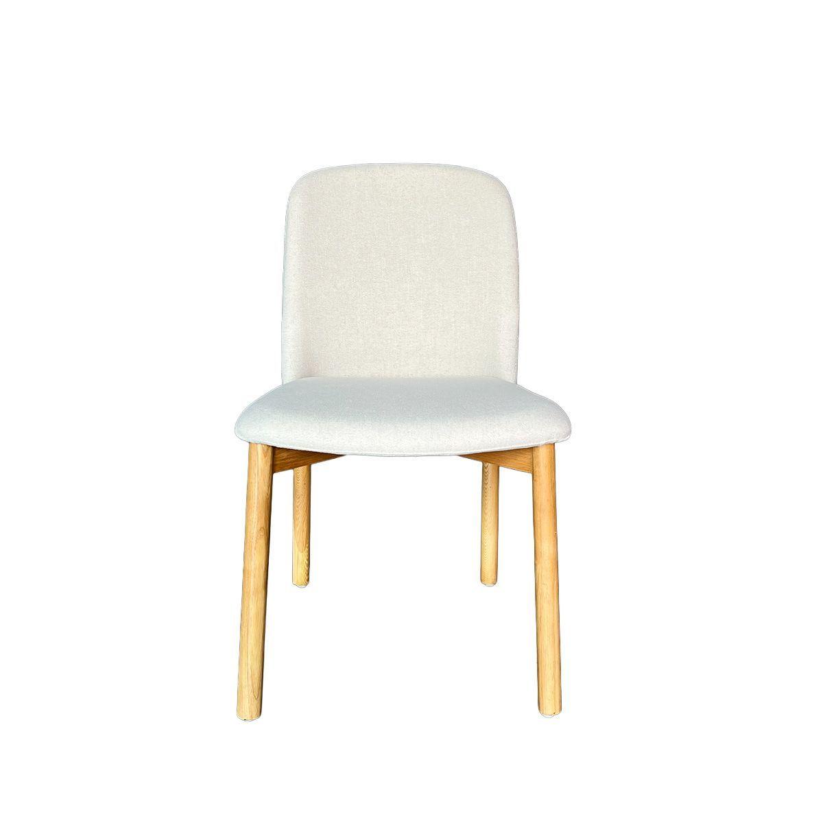 Silla Manhattan Madera Fresno Natural En Lino y Algodón Beige-1