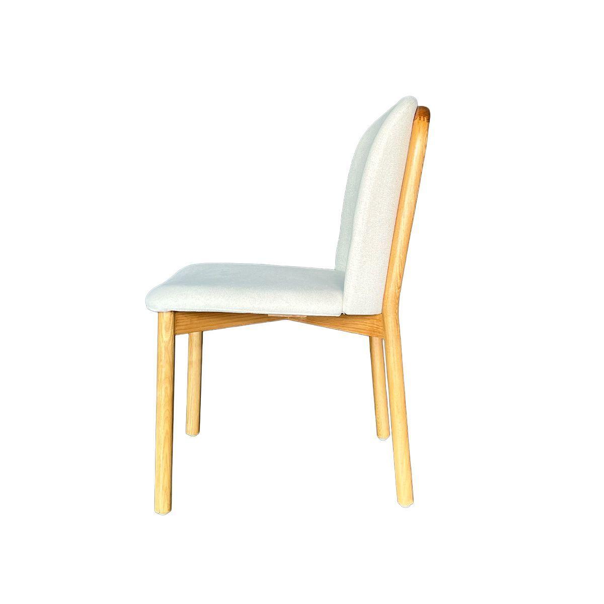 Silla Manhattan Madera Fresno Natural En Lino y Algodón Beige-2
