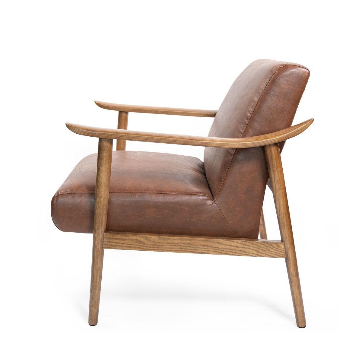 Poltrona Turin Ecocuero Marron Madera de Fresno-2