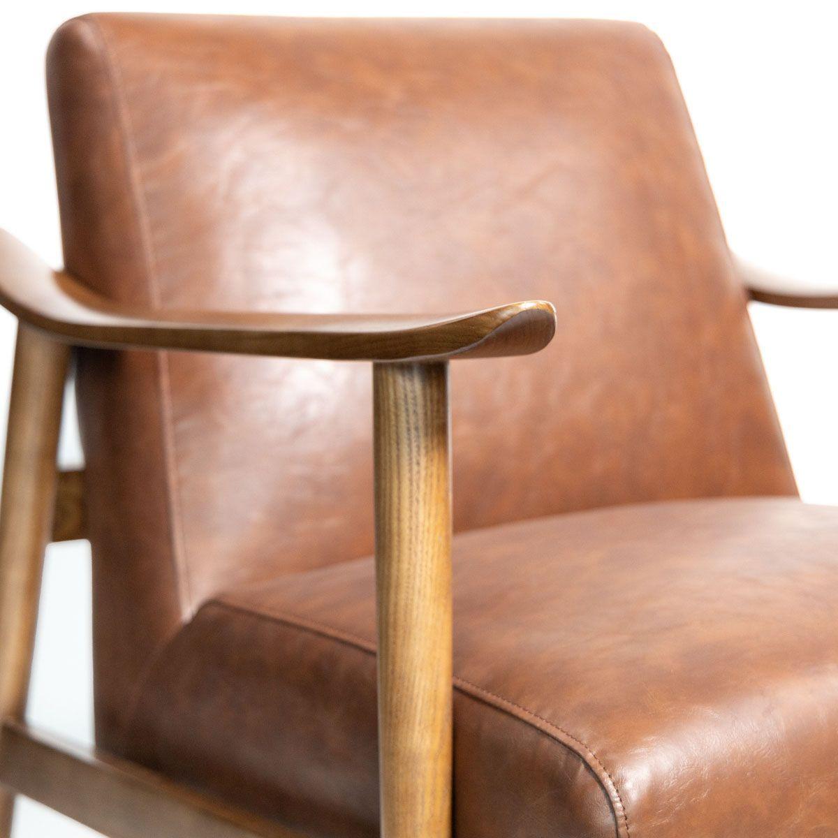 Poltrona Turin Ecocuero Marron Madera de Fresno-4