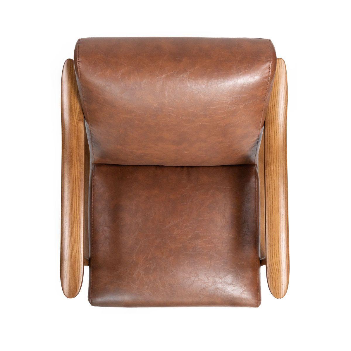 Poltrona Turin Ecocuero Marron Madera de Fresno-5