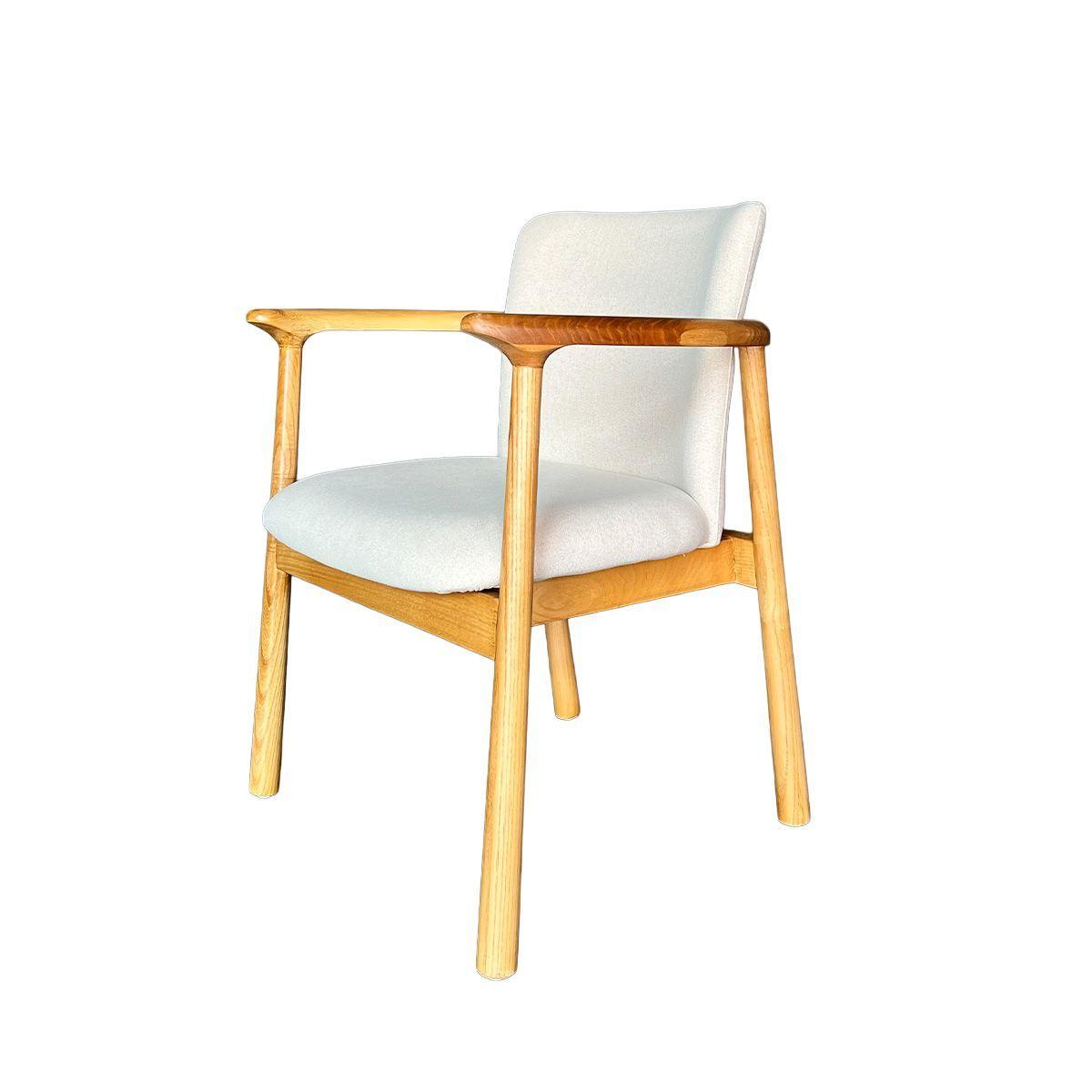 Sitial Mateo Madera Fresno Natural En Lino Algodón Beige-2