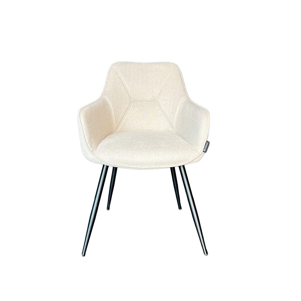 Silla Charlie Con Brazo Tela Beige Estructura Metálica Negra-2