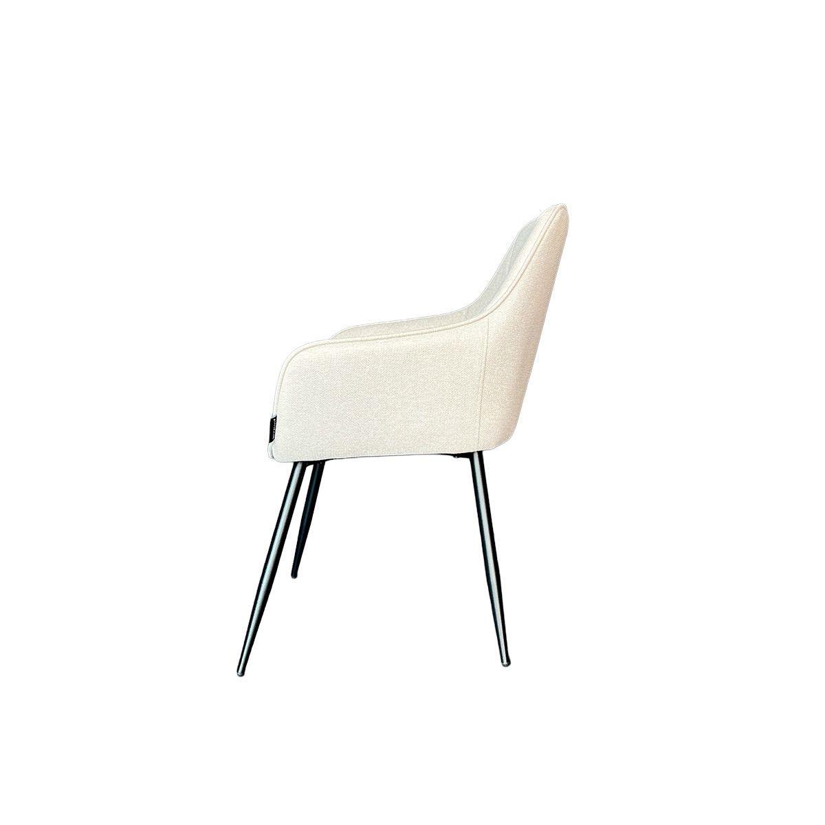 Silla Charlie Con Brazo Tela Beige Estructura Metálica Negra-3