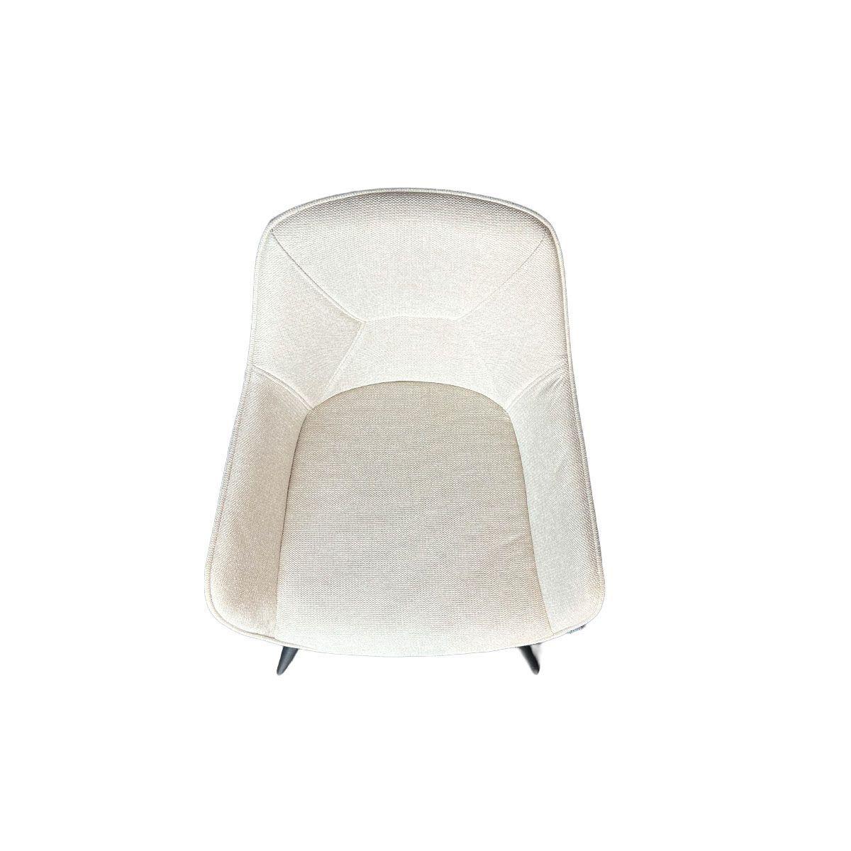 Silla Charlie Con Brazo Tela Beige Estructura Metálica Negra-4