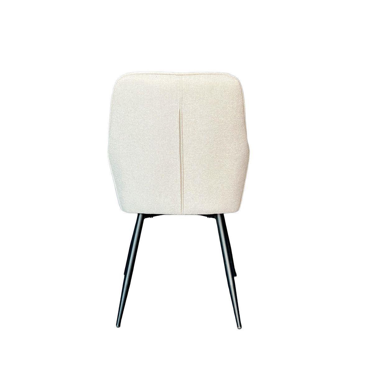 Silla Charlie Con Brazo Tela Beige Estructura Metálica Negra-6