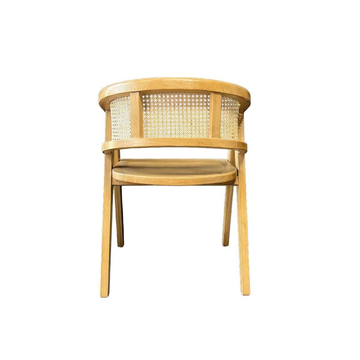 Silla Lenong Plus en Madera de Fresno Natural y Respaldo de Ratán-4