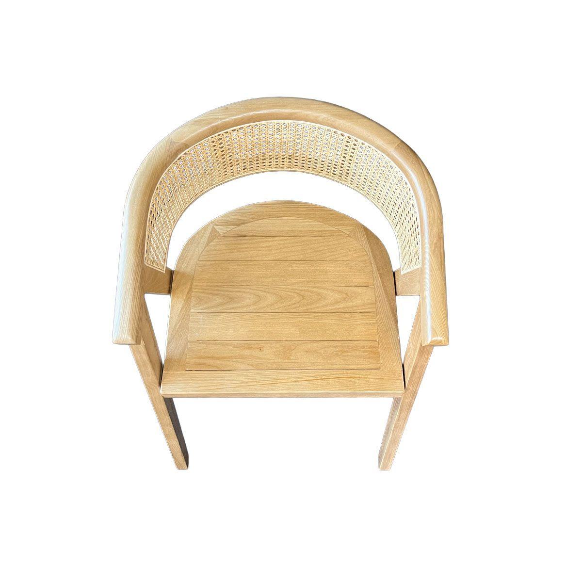 Silla Lenong Plus en Madera de Fresno Natural y Respaldo de Ratán-5