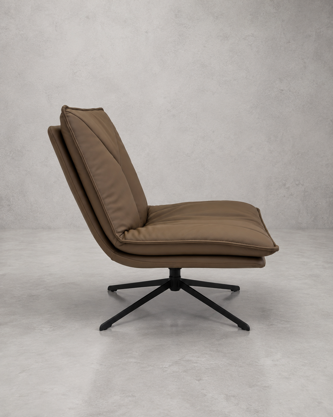 POLTRONA GIRATORIA MONZA EN ECO CUERO CAF Y ACERO NEGRO 75 53 75 CM-3