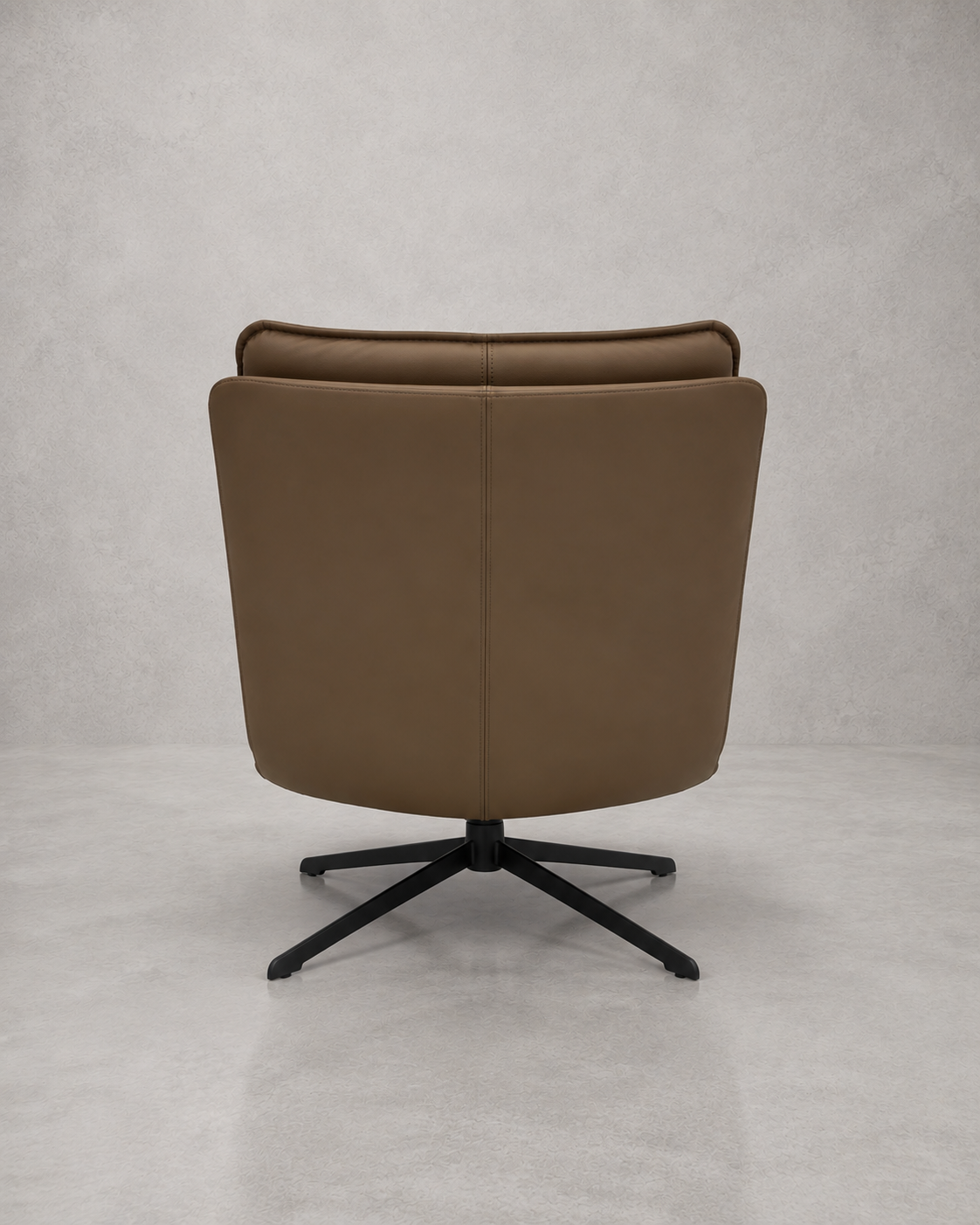 POLTRONA GIRATORIA MONZA EN ECO CUERO CAF Y ACERO NEGRO 75 53 75 CM-4
