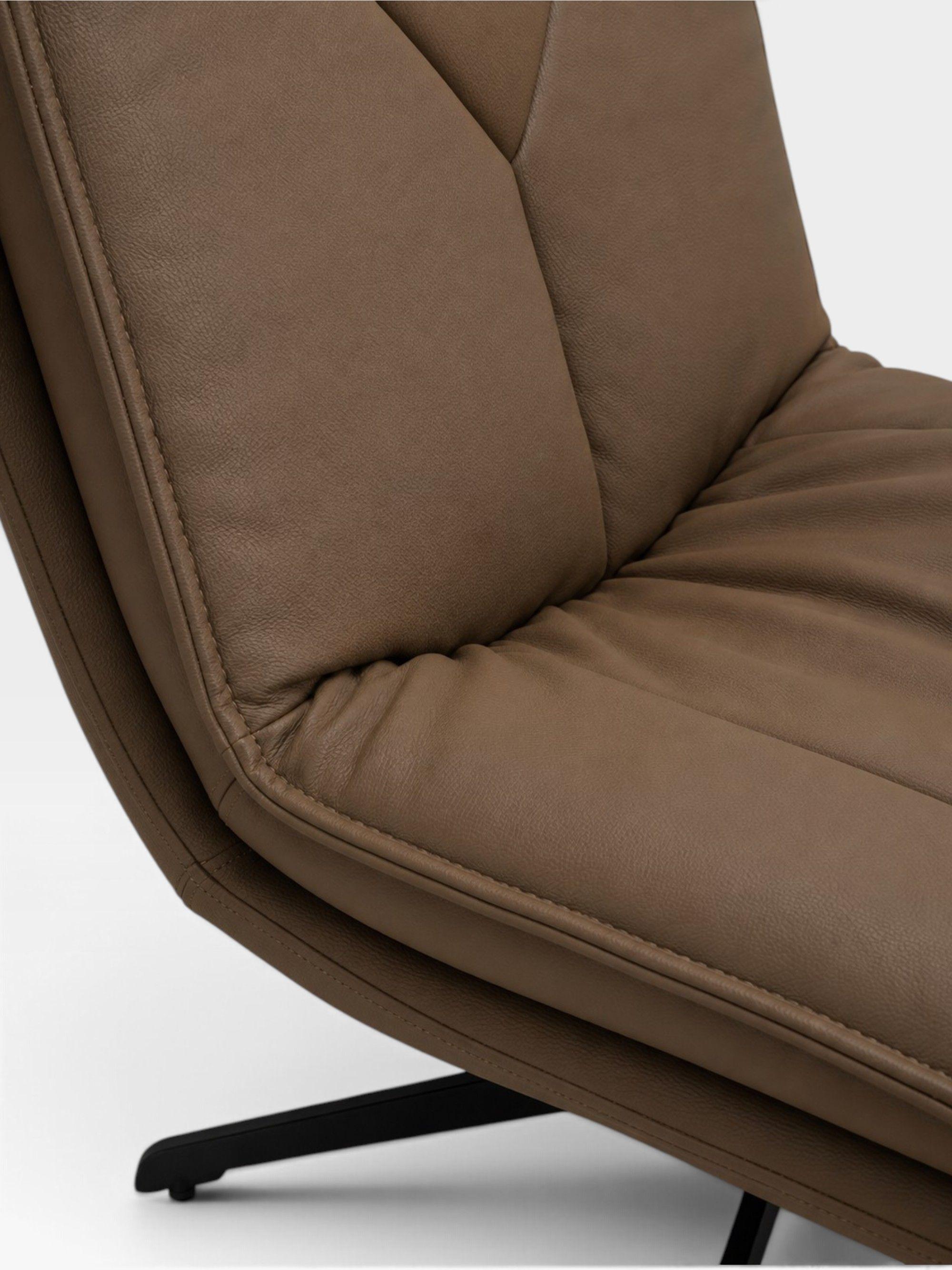 POLTRONA GIRATORIA MONZA EN ECO CUERO CAF Y ACERO NEGRO 75 53 75 CM-5