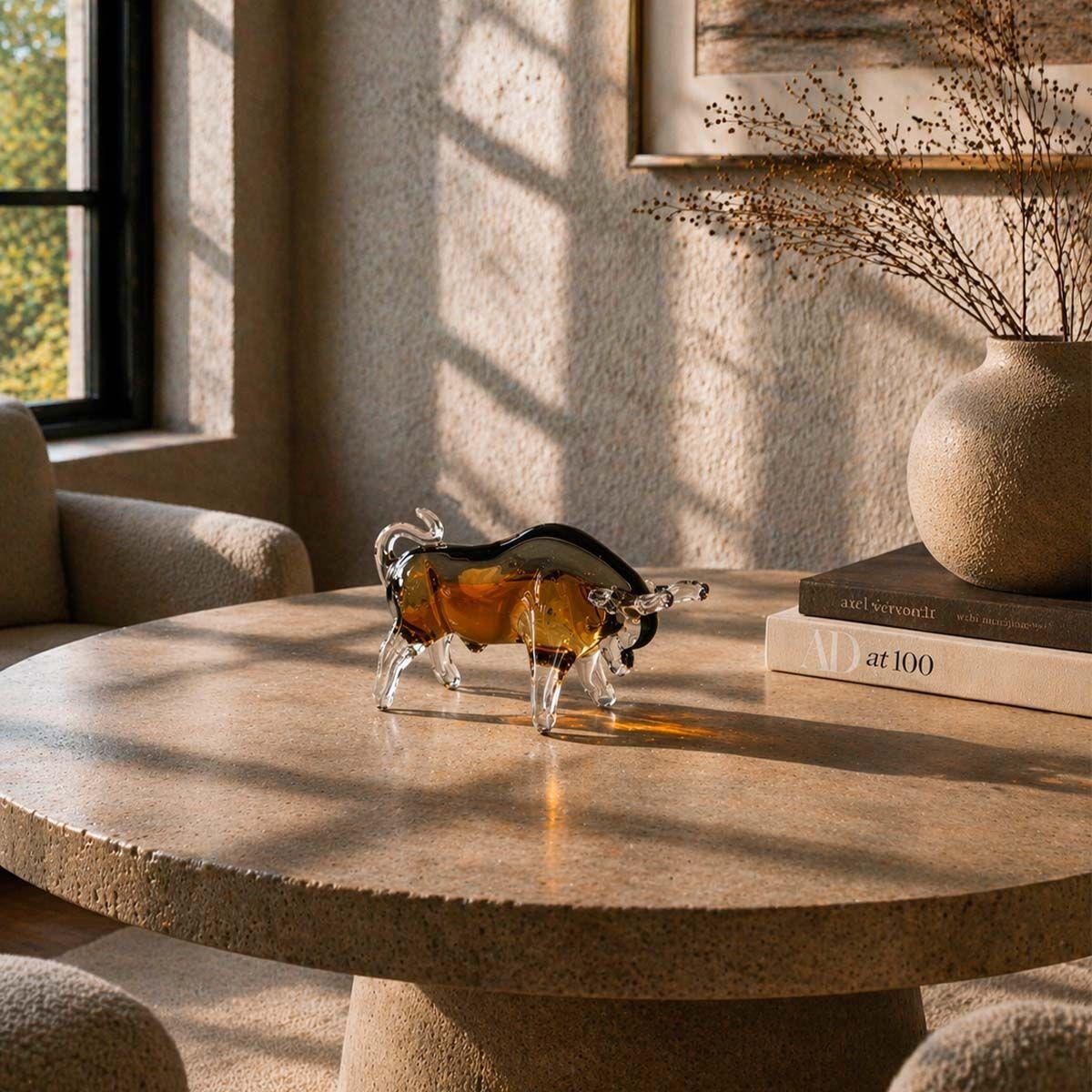 Adorno Toro Vidrio Soplado Negro mbar Decoraci n Moderna 21x15 cm-3