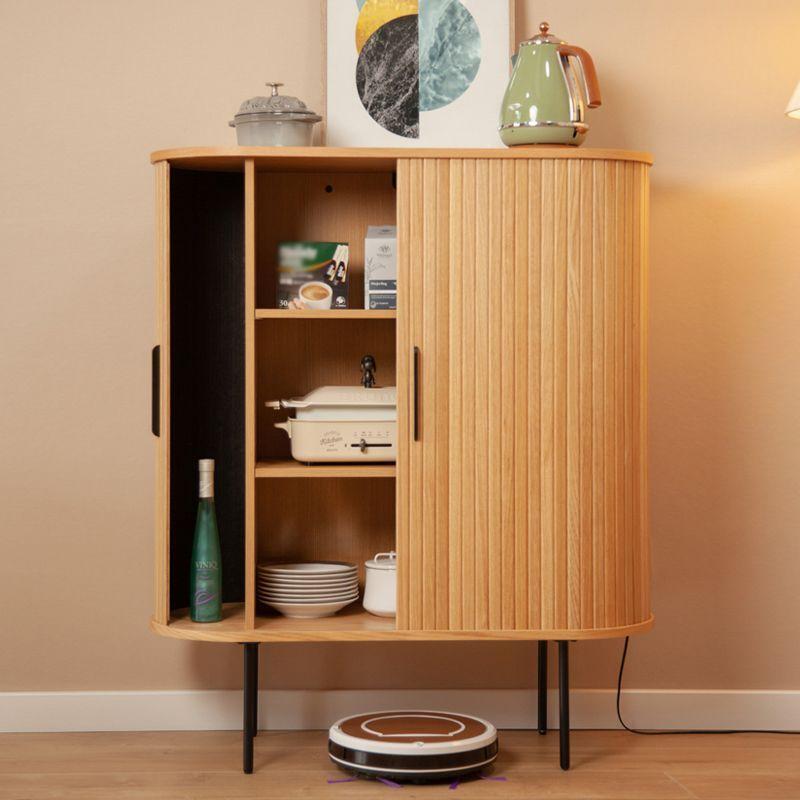 Buffet Alto Oslo madera de roble con puerta corredera Natural y patas metálicas 100 × 40 × 118 cm.-2