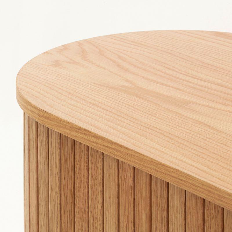 Buffet Alto Oslo madera de roble con puerta corredera Natural y patas metálicas 100 × 40 × 118 cm.-4