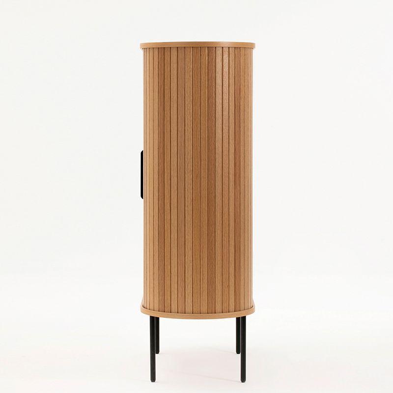 Buffet Alto Oslo madera de roble con puerta corredera Natural y patas metálicas 100 × 40 × 118 cm.-6