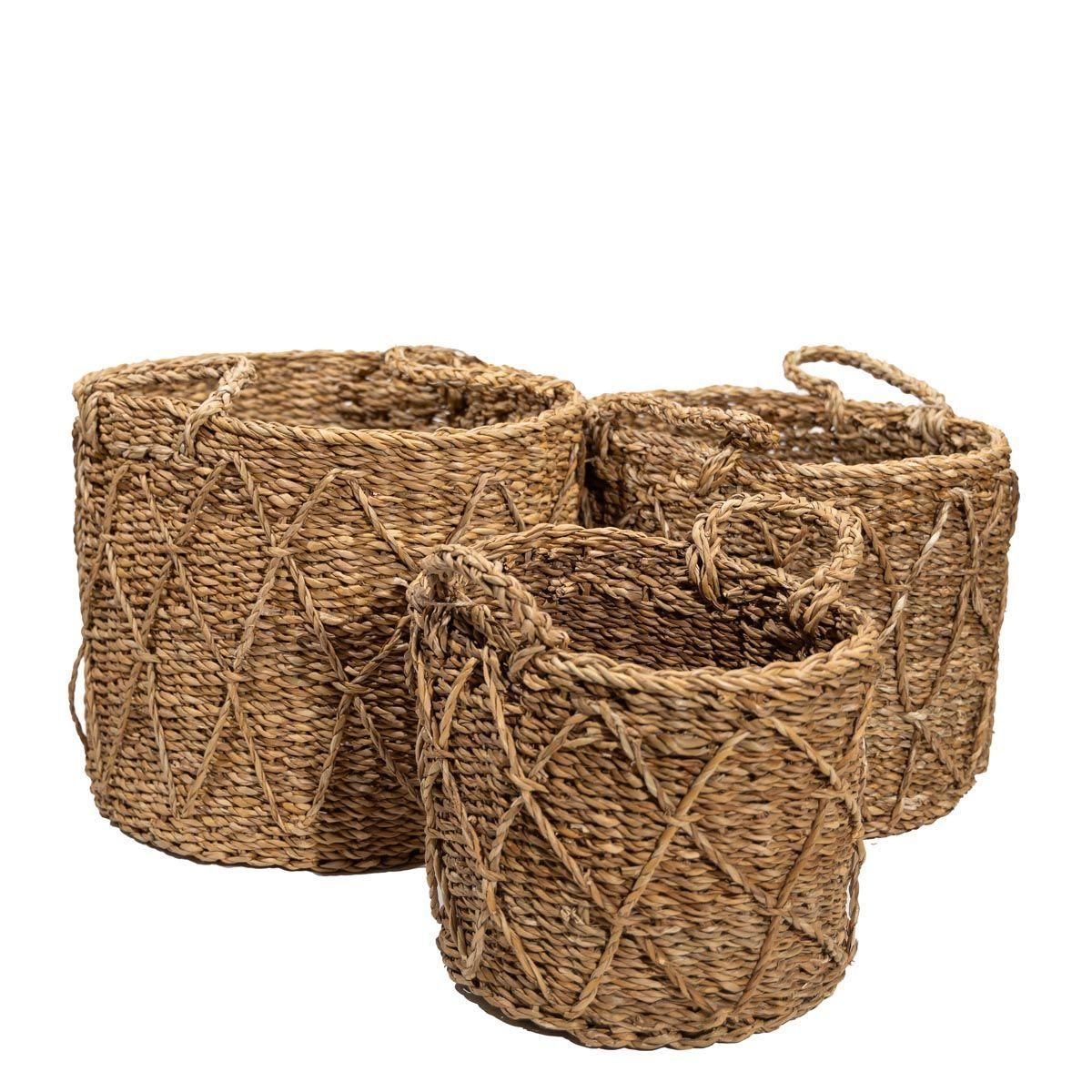 Set de 3 canastos Alondra de fibra redondos con asa-1