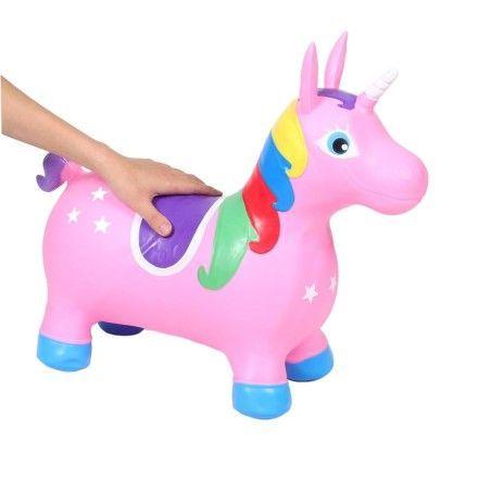 Pony Unicornio Saltarín Rosado Juguete Inflable para Niños-3