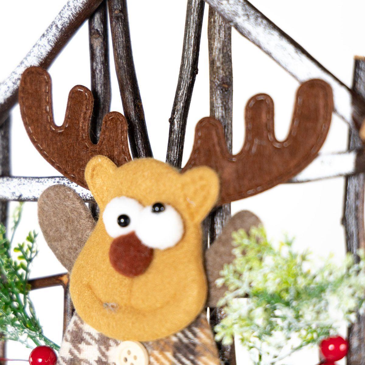 Adorno Navidad colgante cupido en casa tela y rattan-2