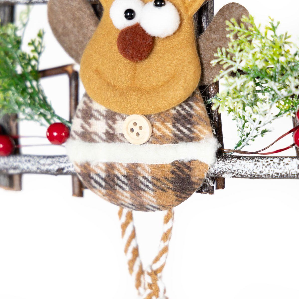 Adorno Navidad colgante cupido en casa tela y rattan-3