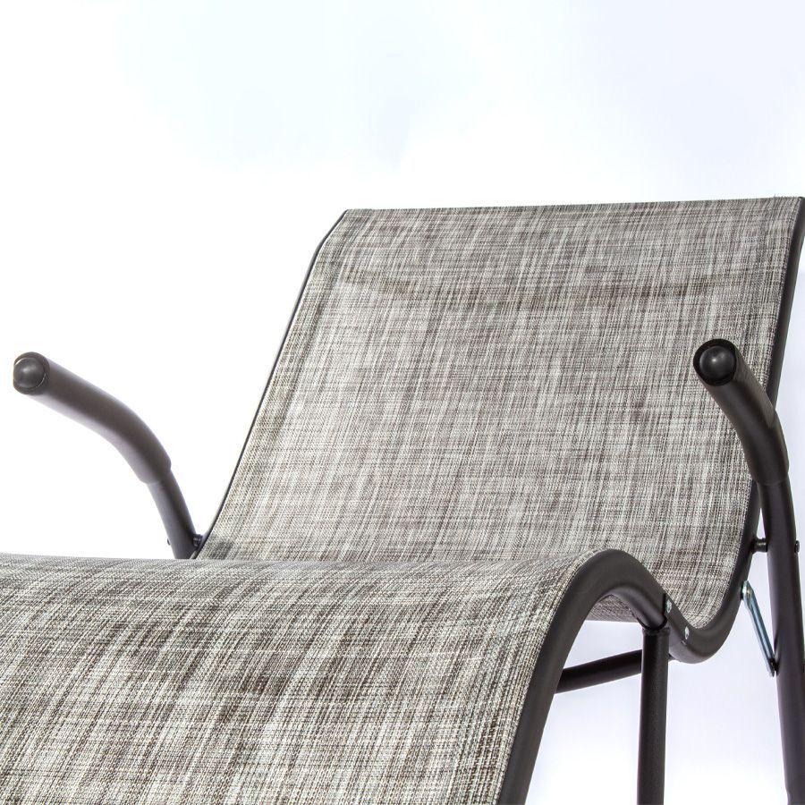 Reposera Wave Gris Jaspeac Aluminio Negro y Textilene Liviana y Resistente para Exterior e Interior-2