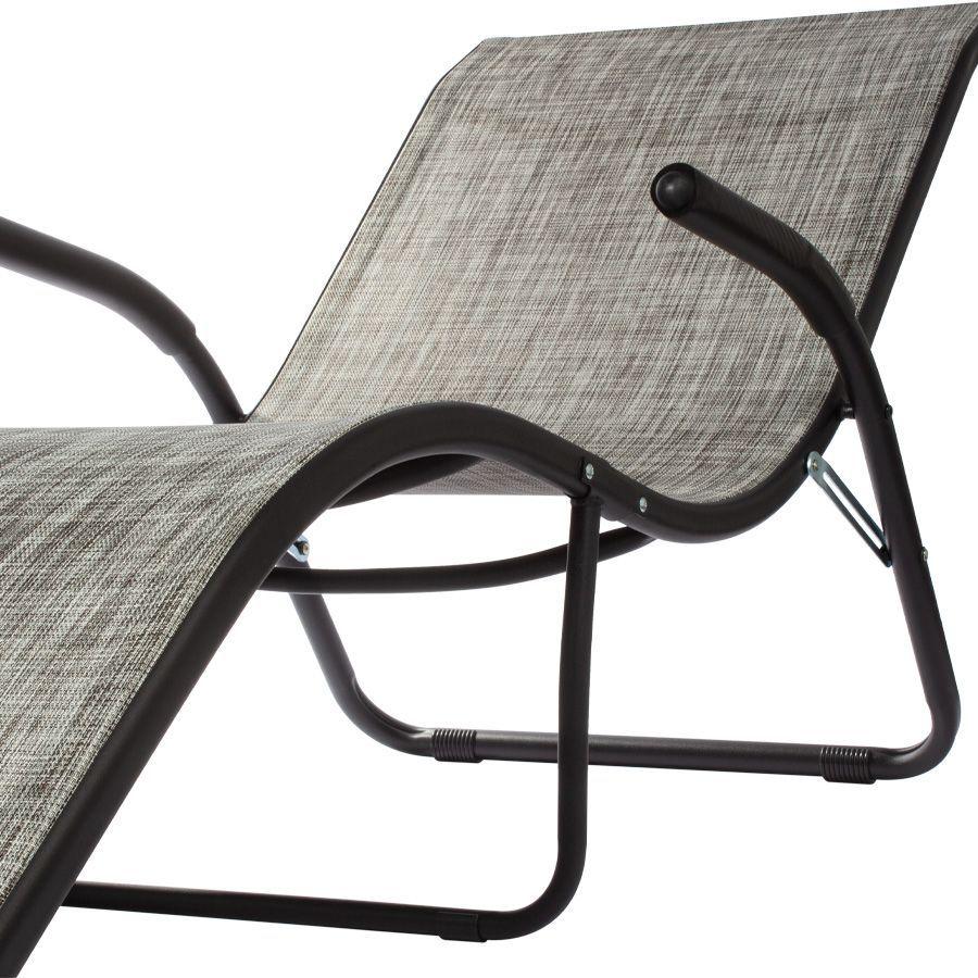 Reposera Wave Gris Jaspeac Aluminio Negro y Textilene Liviana y Resistente para Exterior e Interior-3