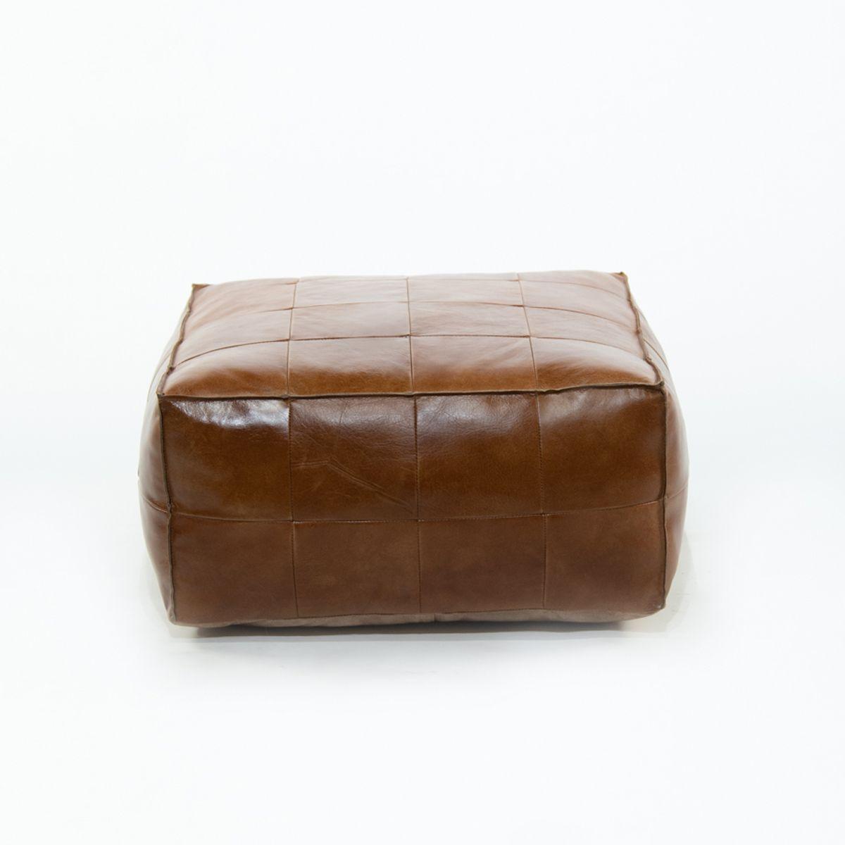 Puff de cuero Ralph Caramel Cuadrado 65x65x35 cm-1