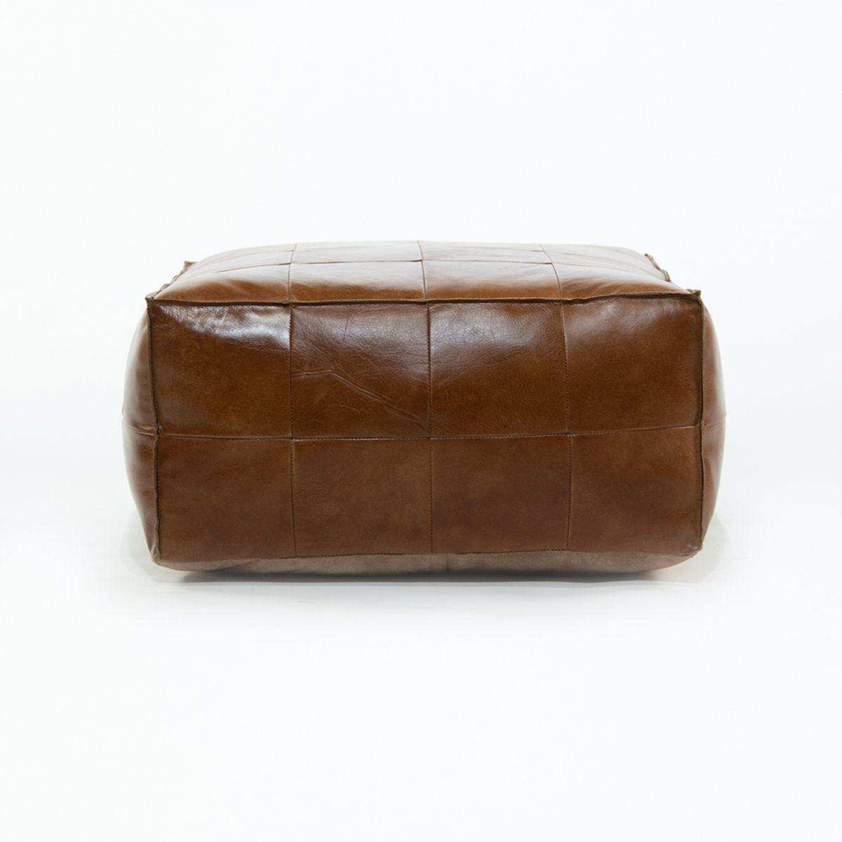 Puff de cuero Ralph Caramel Cuadrado 65x65x35 cm-2