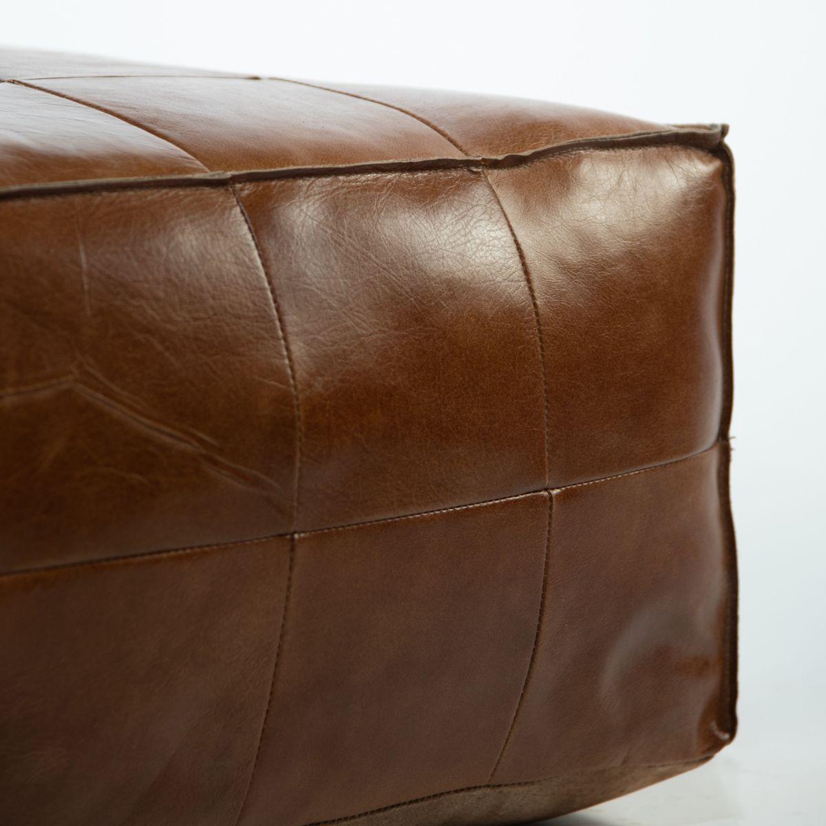 Puff de cuero Ralph Caramel Cuadrado 65x65x35 cm-4
