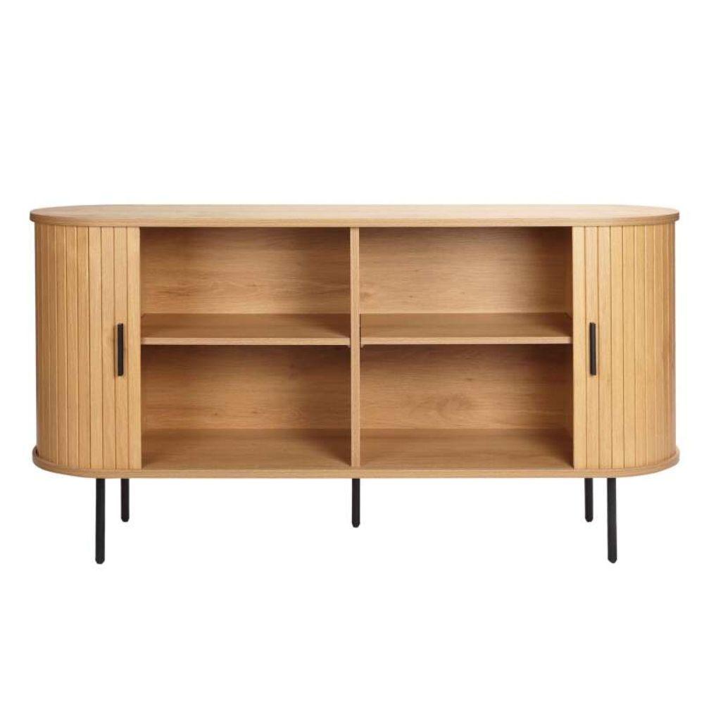 Rack Oslo Puerta De Corredera Madera De Roble Americano Color Natural 140 × 45 × 76 cm-3
