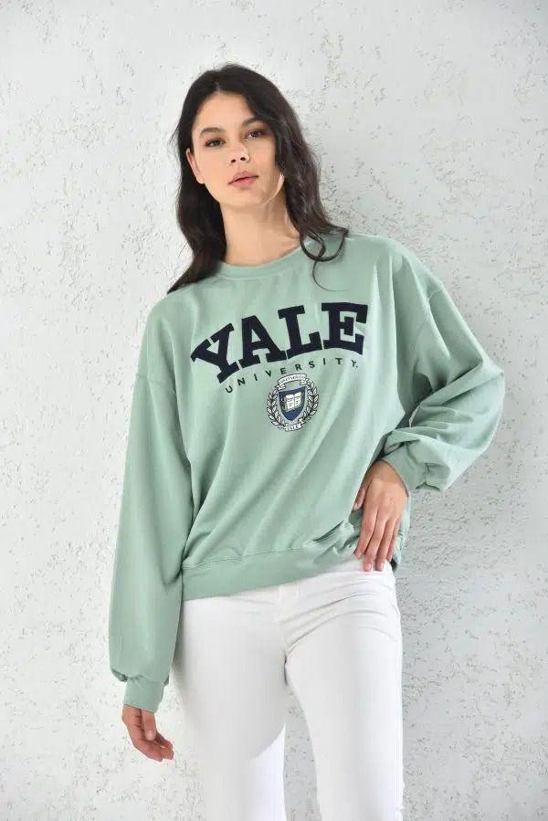 Poleron Oversize Deportivo Mujer Verde Sarah&Ella-3