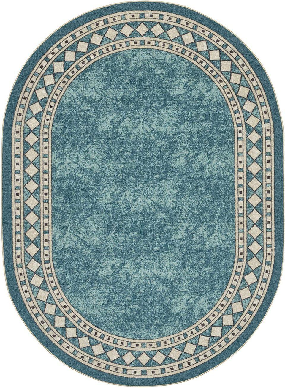 Alfombra Redonda Celeste 150x150 Cm Antideslizante Con Goma -1