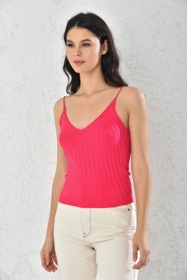 Polera Mujer De Tiras Fucsia -2