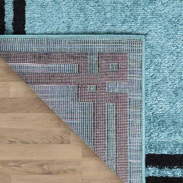 Alfombra Pasillo 70x230 Moderno Azul Negro -3