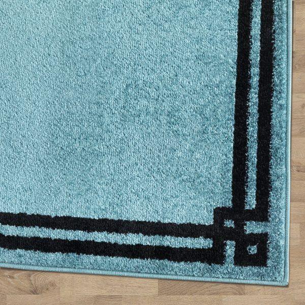 Alfombra Pasillo 70x230 Moderno Azul Negro -4