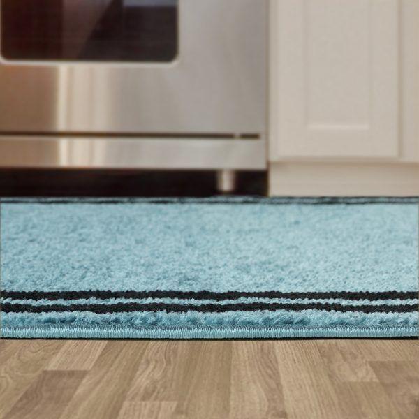 Alfombra Pasillo 70x230 Moderno Azul Negro -5