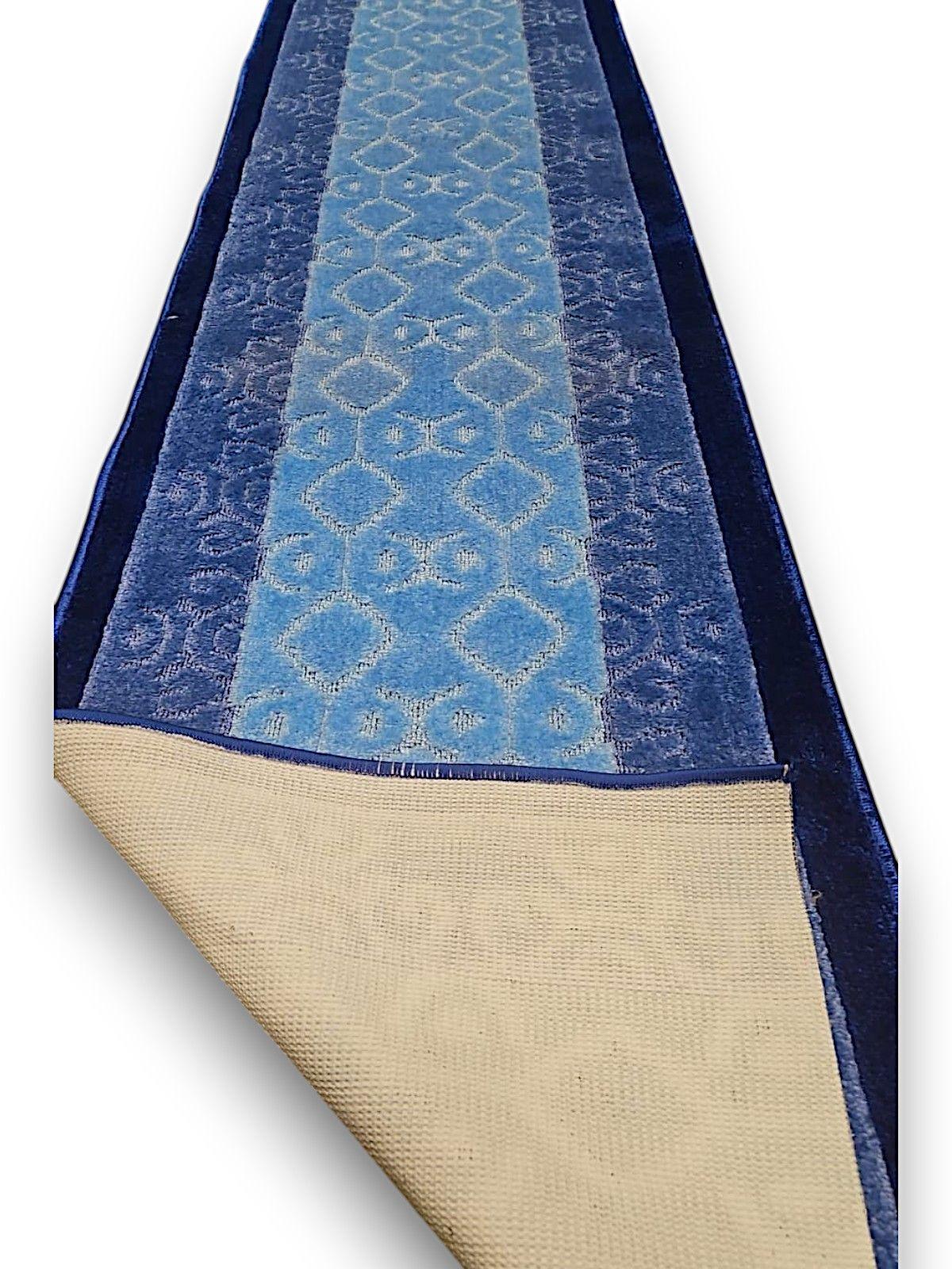 Alfodia Alfombra de Pasillo Azul 70 cm x 6 metros con Goma Sin Overlock-3