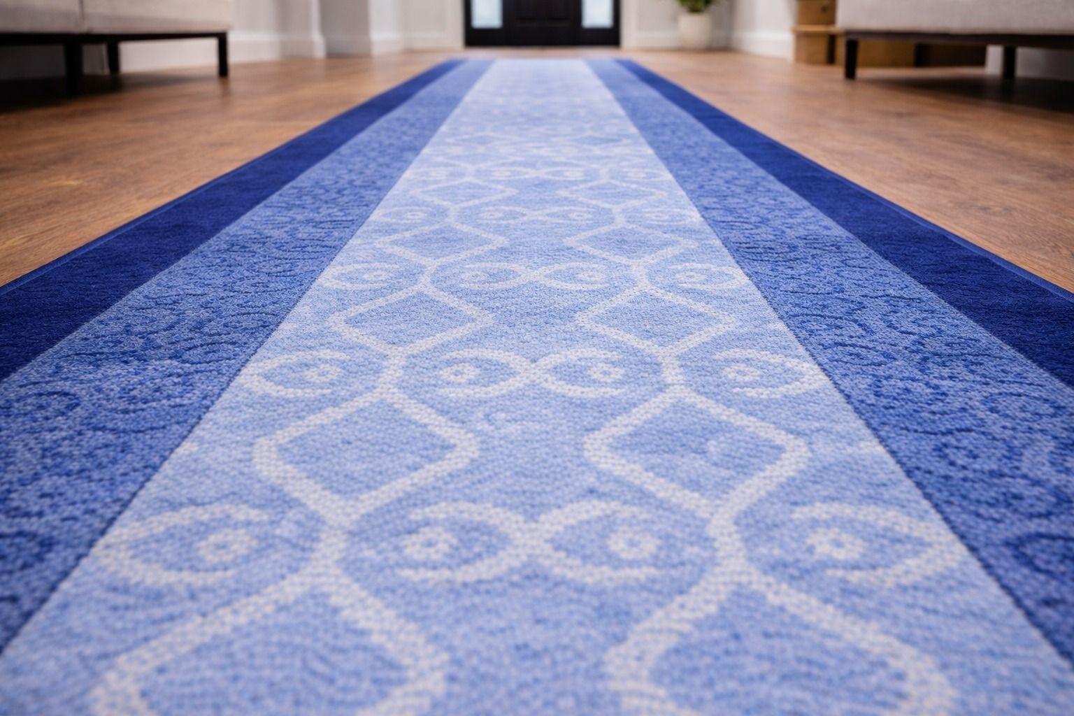 Alfombra de Pasillo Azul  67 cm x 5 metros con Goma Sin Overlock-3