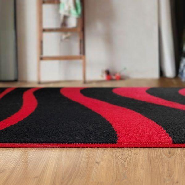 Alfombra de Pasillo Moderna ROJO NEGRO 70x230-3