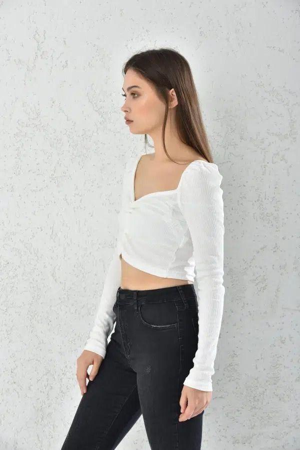 Polera Mujer Crop Blanco Ajustable Sarah&Ella-4