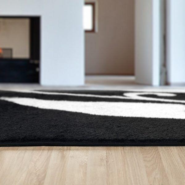 Alfombra Pasillo 70x230 Negro Moderno -3