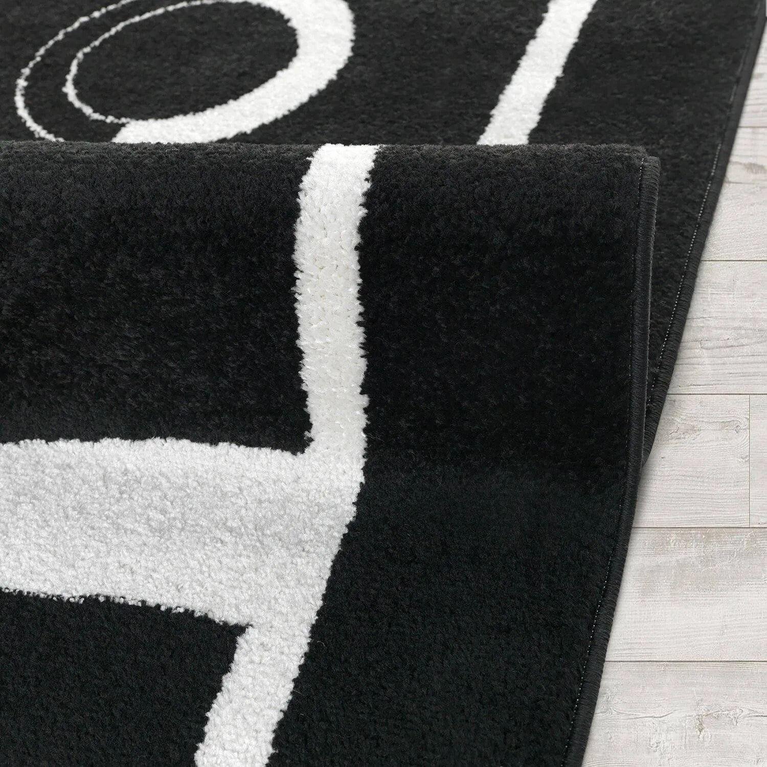Pack de 2 x Alfombra de Baja de Cama Negro 60 x 90 cm-4