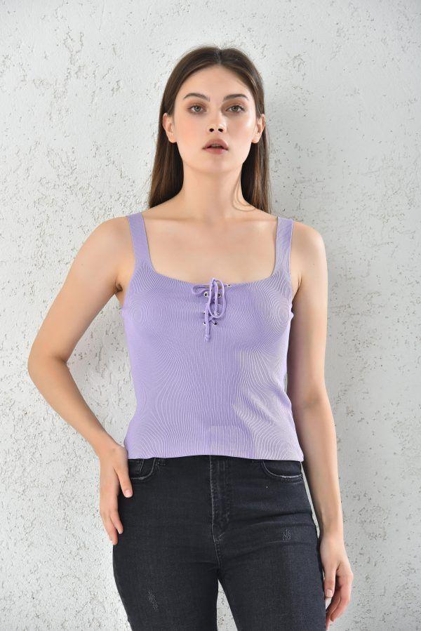 Polera Sin Manga Mujer Lila Con Cordon Sarah&Ella-4